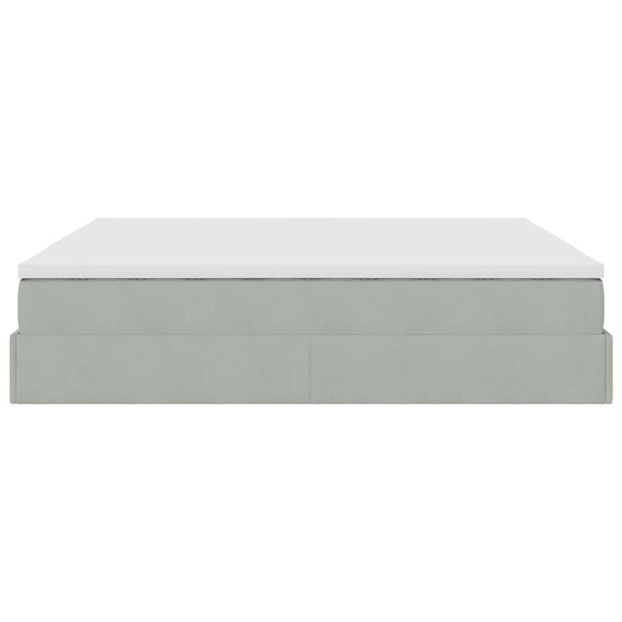 Ottoman bed met matrassen 200x200cm fluweel lichtgrijs