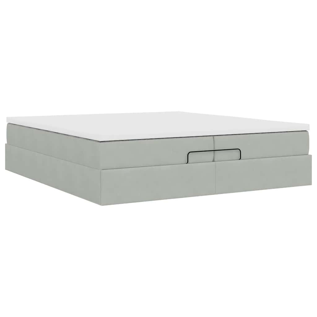 Ottoman bed met matrassen 200x200cm fluweel lichtgrijs