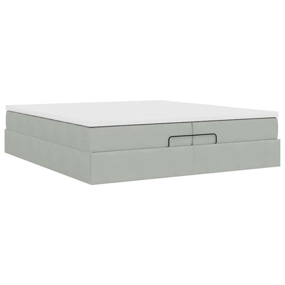 Ottoman bed met matrassen 200x200cm fluweel lichtgrijs