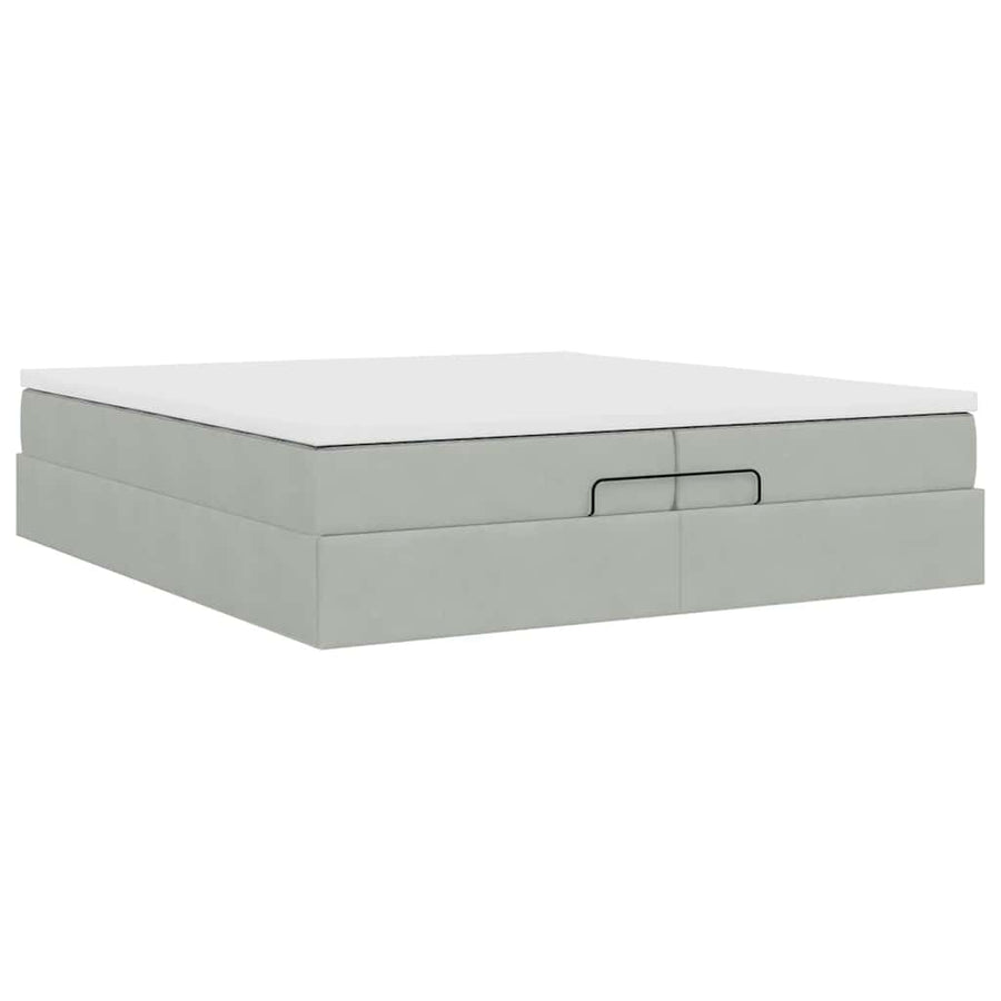 Ottoman bed met matrassen 200x200cm fluweel lichtgrijs