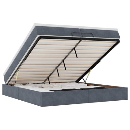 Ottoman bed met matrassen 200x200cm fluweel donkergrijs