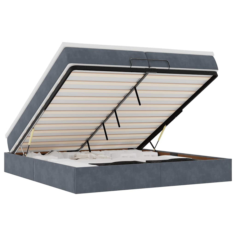 Ottoman bed met matrassen 200x200cm fluweel donkergrijs