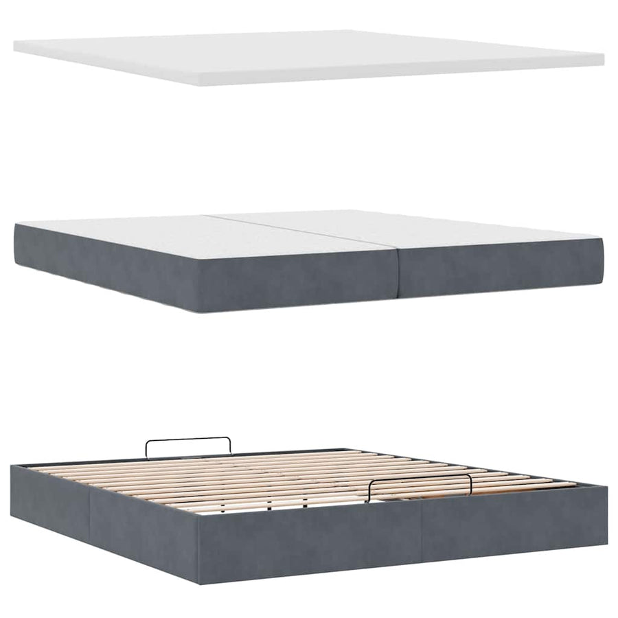 Ottoman bed met matrassen 200x200cm fluweel donkergrijs
