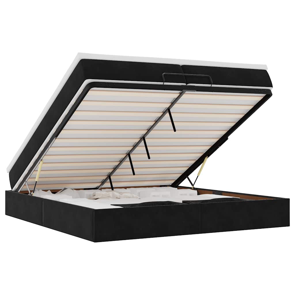 Ottoman bed met matrassen 200x200cm fluweel zwart