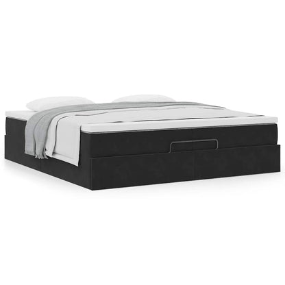 Ottoman bed met matrassen 200x200cm fluweel zwart