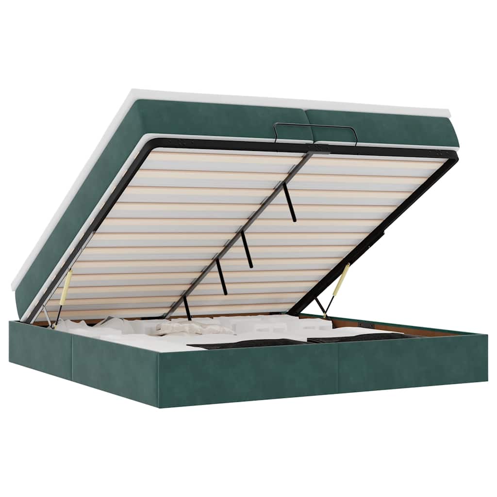 Ottoman bed met matrassen 200x200cm fluweel donkergroen