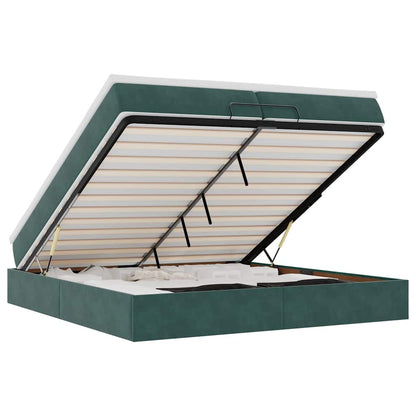 Ottoman bed met matrassen 200x200cm fluweel donkergroen