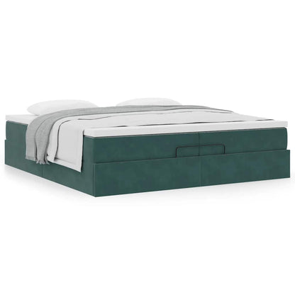 Ottoman bed met matrassen 200x200cm fluweel donkergroen