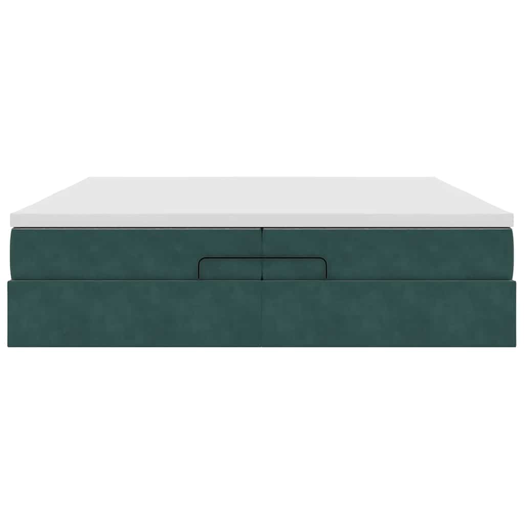 Ottoman bed met matrassen 200x200cm fluweel donkergroen