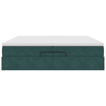 Ottoman bed met matrassen 200x200cm fluweel donkergroen
