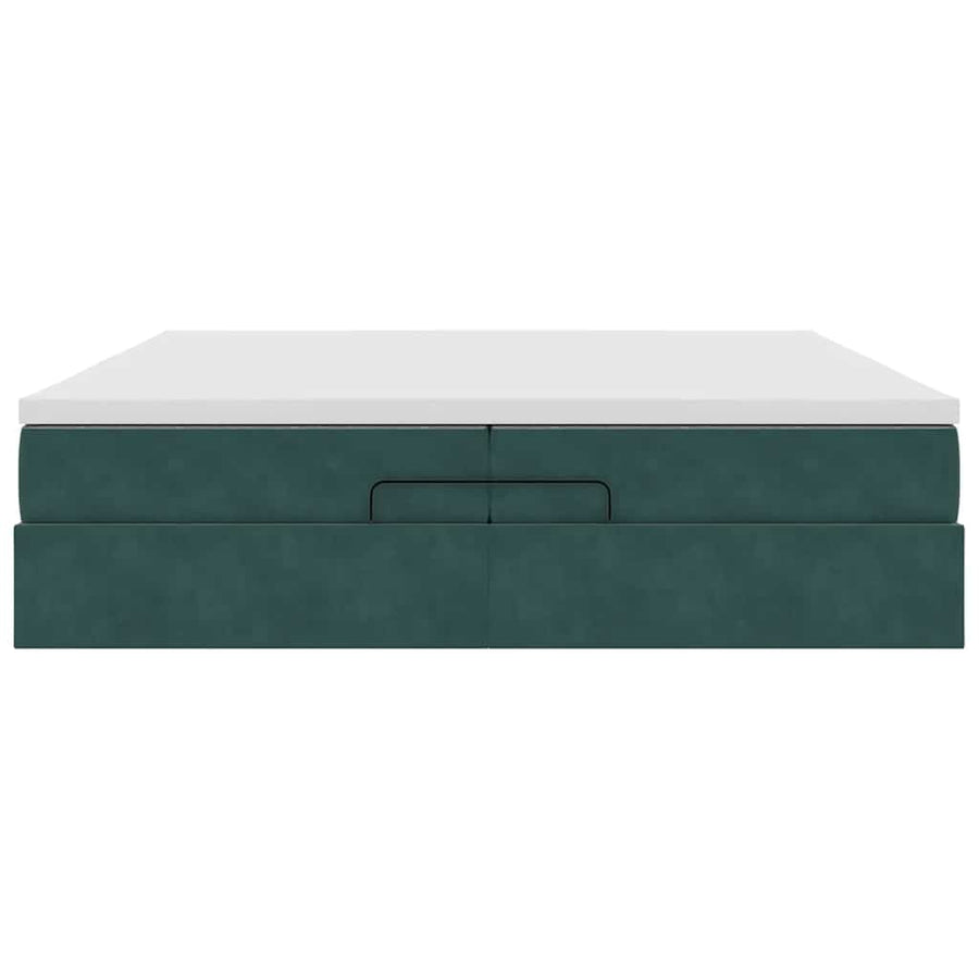Ottoman bed met matrassen 200x200cm fluweel donkergroen