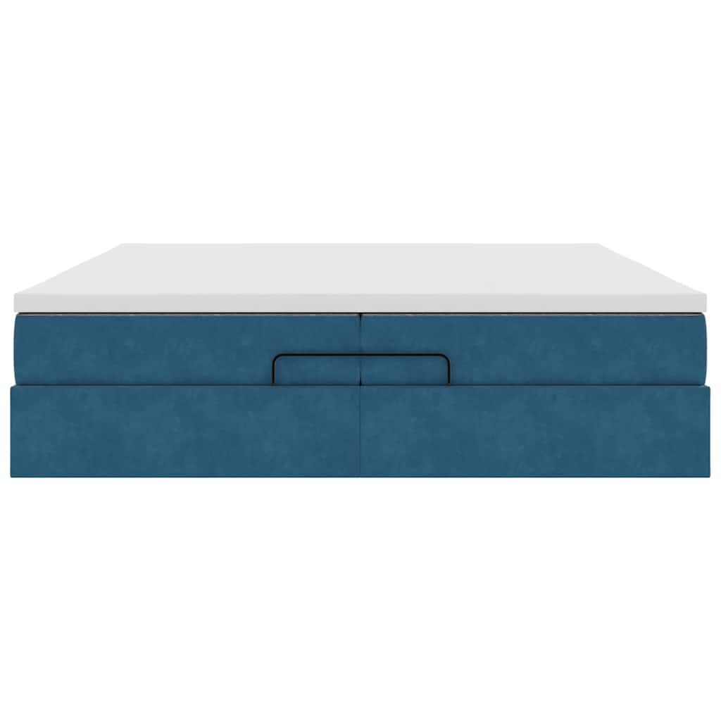 Ottoman Bed Met Matrassen 200X200Cm Fluweel 200 x 200 cm Donkerblauw