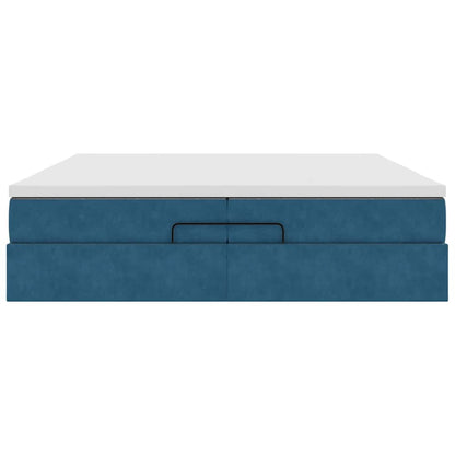 Ottoman Bed Met Matrassen 200X200Cm Fluweel 200 x 200 cm Donkerblauw