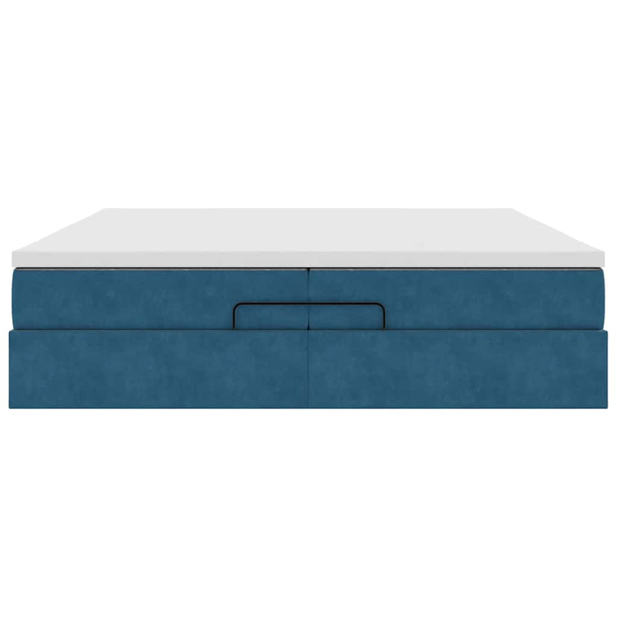 Ottoman Bed Met Matrassen 200X200Cm Fluweel 200 x 200 cm Donkerblauw