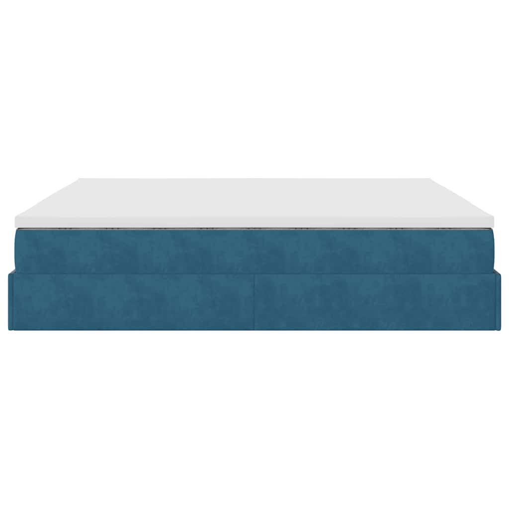Ottoman Bed Met Matrassen 200X200Cm Fluweel 200 x 200 cm Donkerblauw