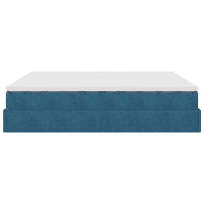 Ottoman Bed Met Matrassen 200X200Cm Fluweel 200 x 200 cm Donkerblauw