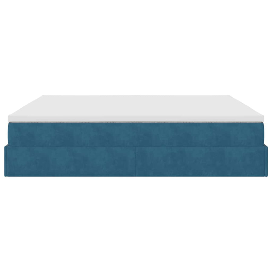 Ottoman Bed Met Matrassen 200X200Cm Fluweel 200 x 200 cm Donkerblauw