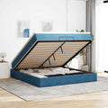 Ottoman bed met matrassen 200x200cm fluweel donkerblauw