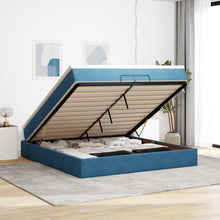 Ottoman Bed Met Matrassen 200X200Cm Fluweel 200 x 200 cm Donkerblauw
