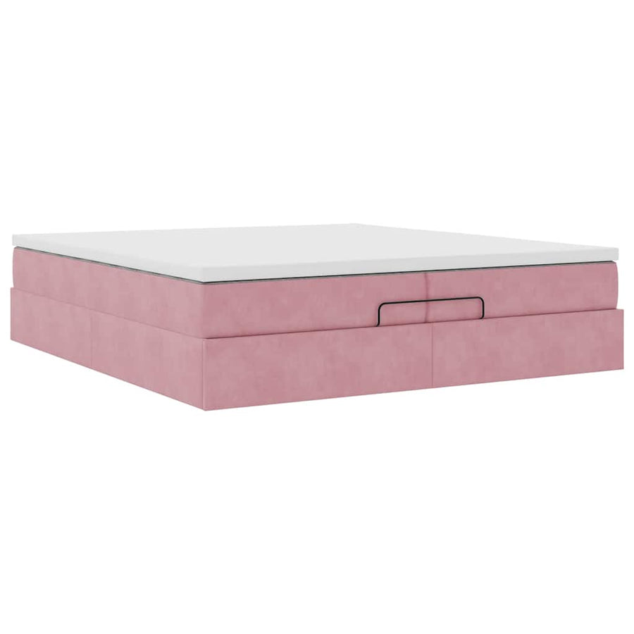 Ottoman bed met matrassen 200x200cm fluweel roze