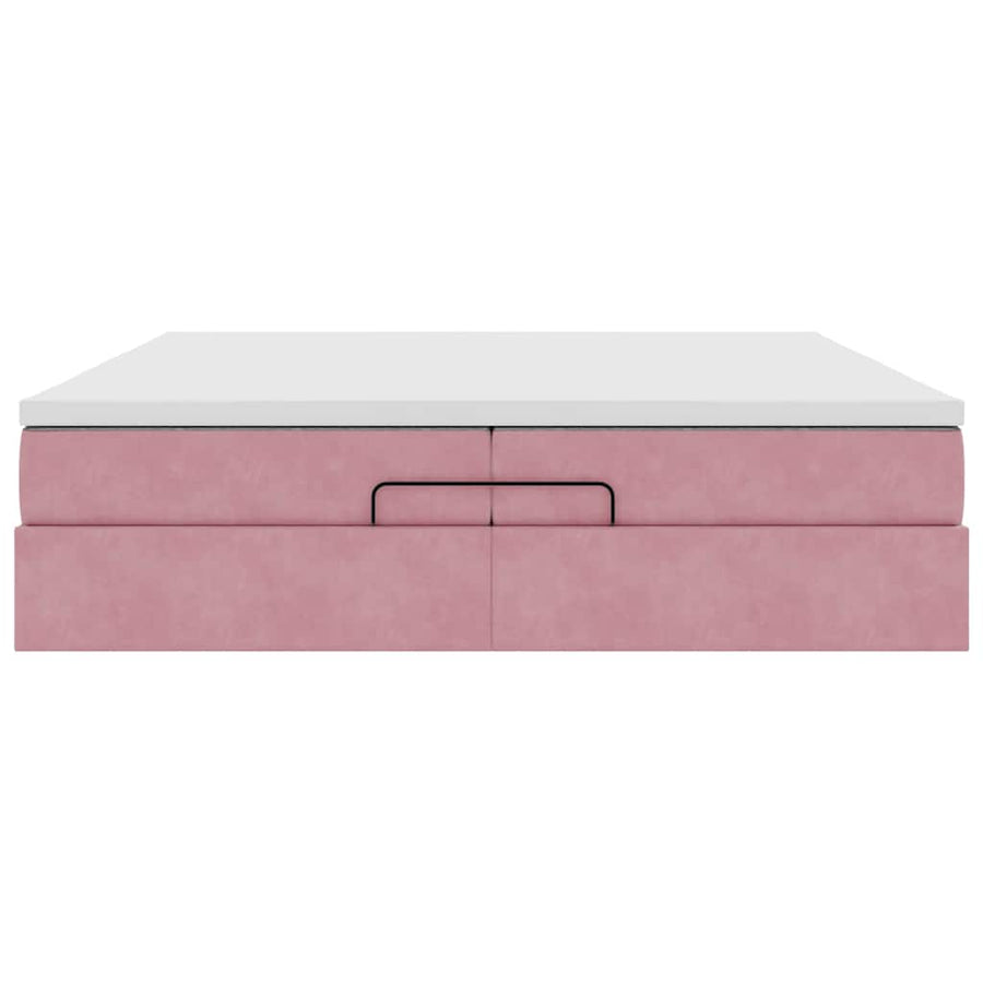 Ottoman bed met matrassen 200x200cm fluweel roze