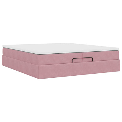 Ottoman bed met matrassen 200x200cm fluweel roze