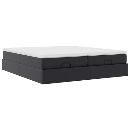 Ottoman bed met matrassen 160x200cm kunstleer zwart