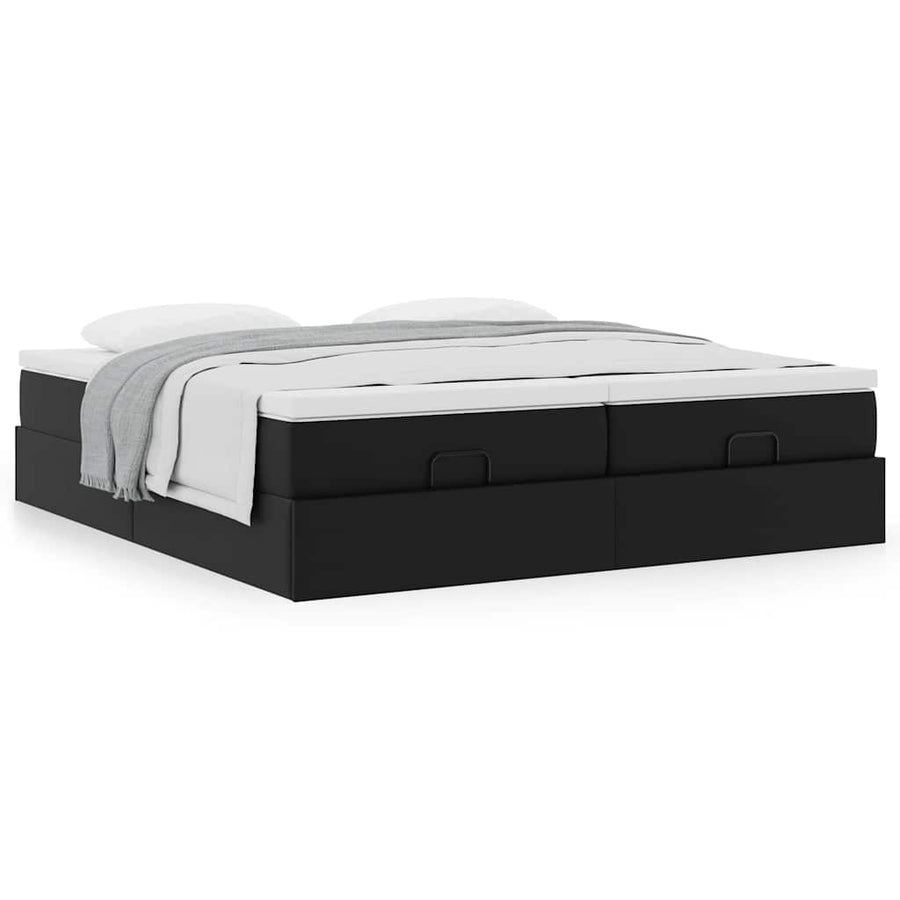Ottoman bed met matrassen 160x200cm kunstleer zwart