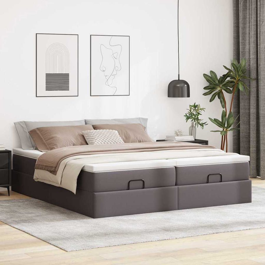 Ottoman bed met matrassen 160x200cm kunstleer grijs