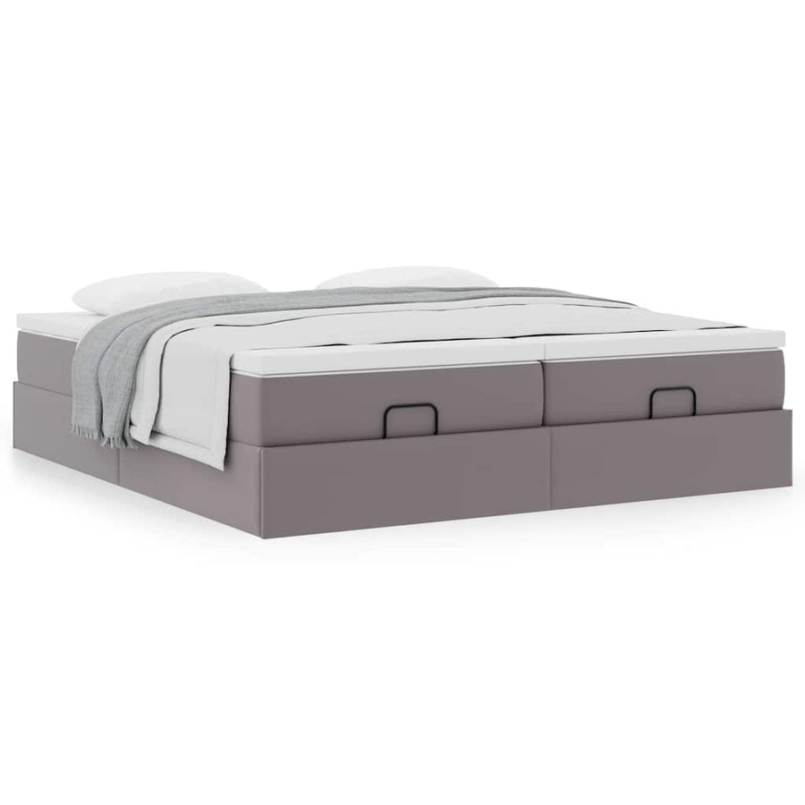 Ottoman bed met matrassen 160x200cm kunstleer grijs