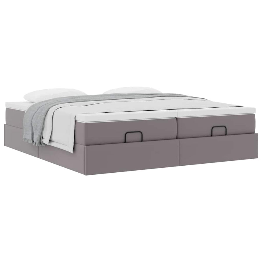 Ottoman bed met matrassen 160x200cm kunstleer grijs