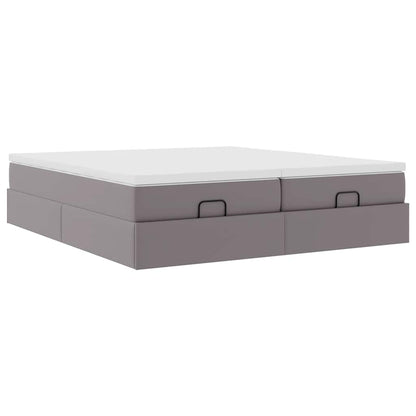 Ottoman bed met matrassen 160x200cm kunstleer grijs