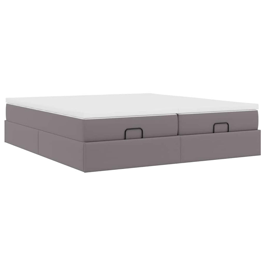 Ottoman bed met matrassen 160x200cm kunstleer grijs