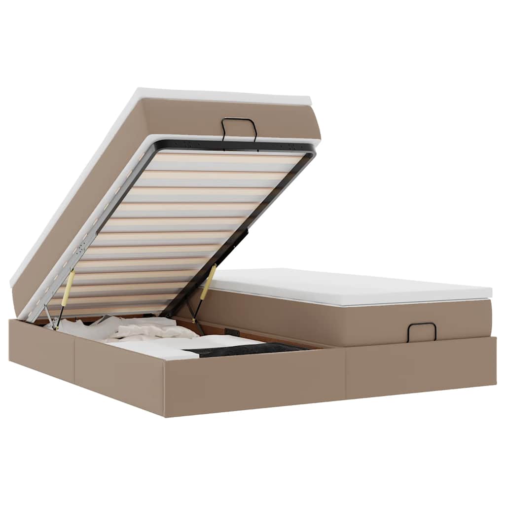 Ottoman bed met matrassen 160x200cm kunstleer cappuccinokleurig