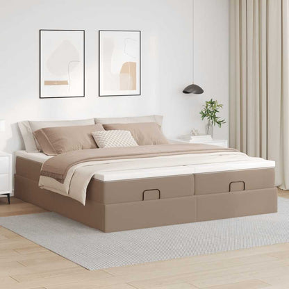 Ottoman bed met matrassen 160x200cm kunstleer cappuccinokleurig