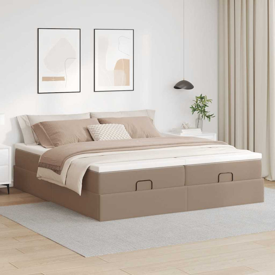 Ottoman bed met matrassen 160x200cm kunstleer cappuccinokleurig
