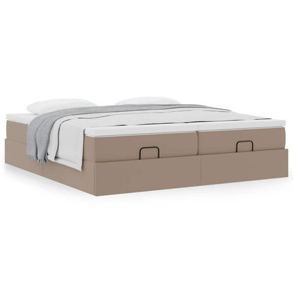 Ottoman bed met matrassen 160x200cm kunstleer cappuccinokleurig