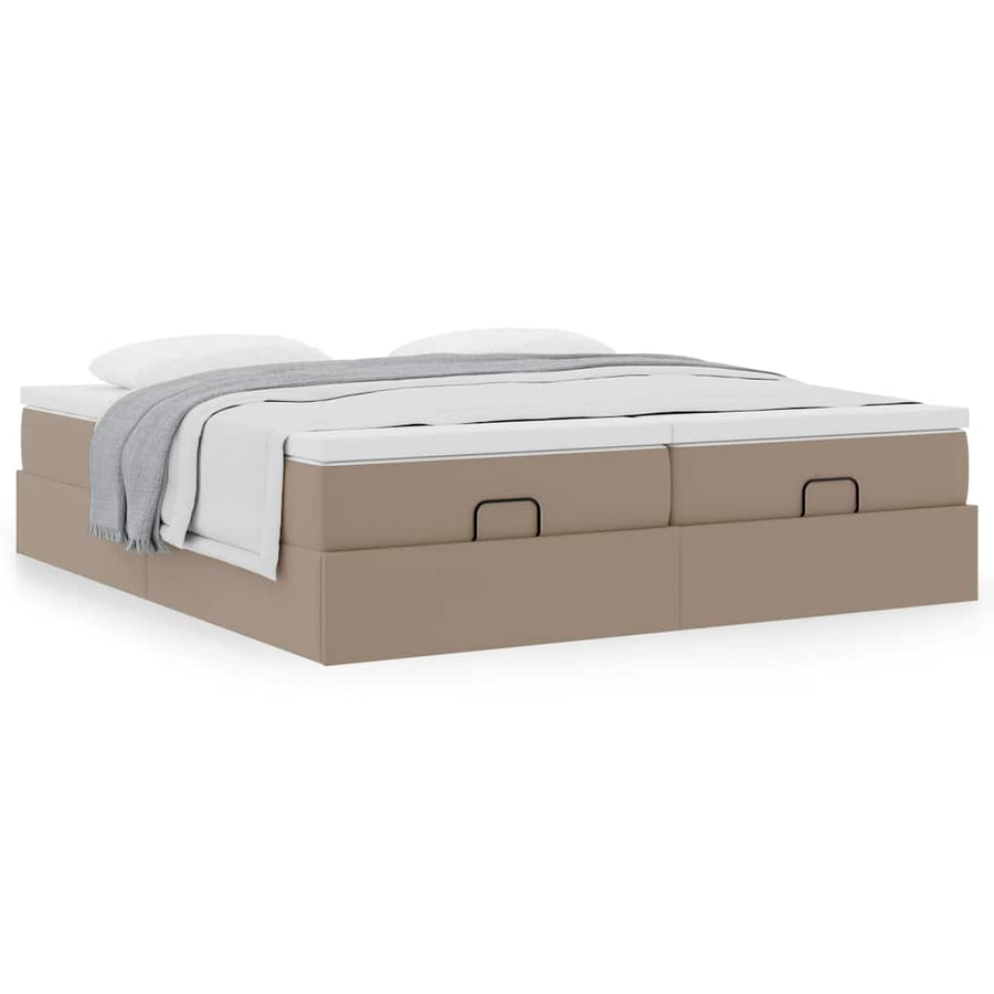 Ottoman bed met matrassen 160x200cm kunstleer cappuccinokleurig