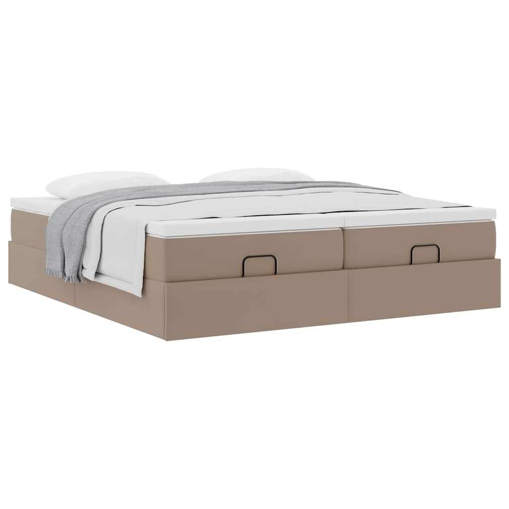 Ottoman bed met matrassen 160x200cm kunstleer cappuccinokleurig