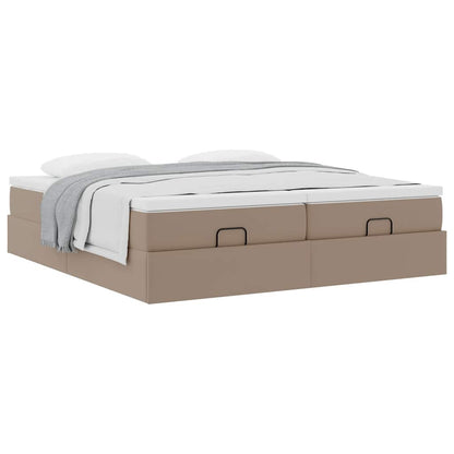 Ottoman bed met matrassen 160x200cm kunstleer cappuccinokleurig