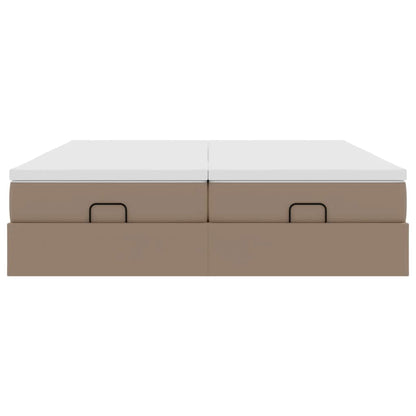 Ottoman bed met matrassen 160x200cm kunstleer cappuccinokleurig