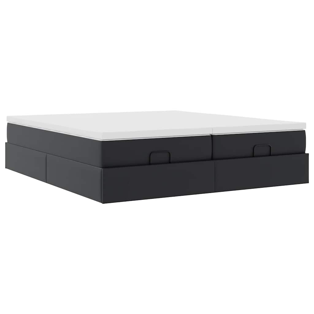 Ottoman bed met matrassen 180x200cm kunstleer zwart