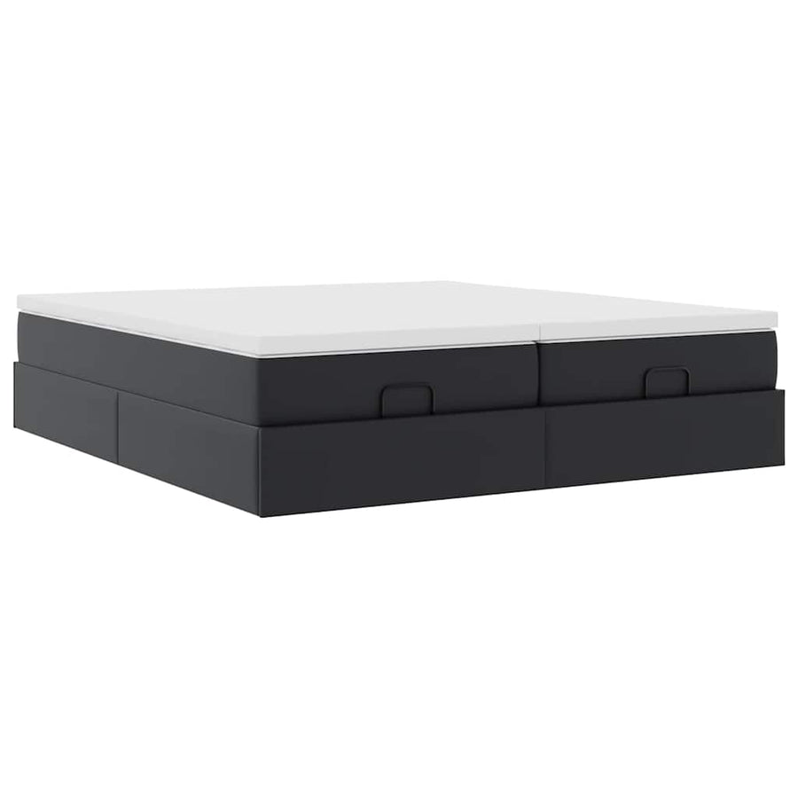 Ottoman bed met matrassen 180x200cm kunstleer zwart