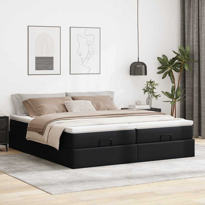 Ottoman bed met matrassen 180x200cm kunstleer zwart