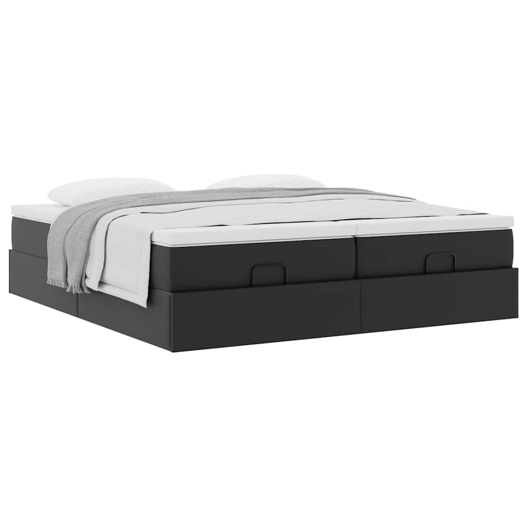 Ottoman bed met matrassen 180x200cm kunstleer zwart