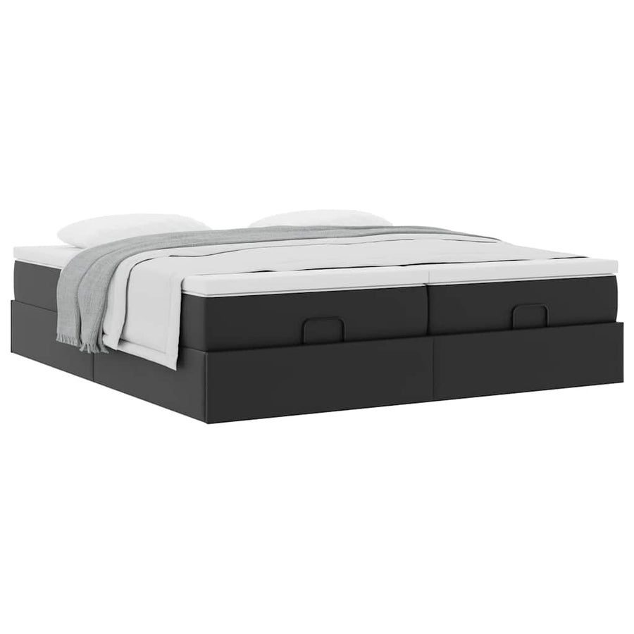 Ottoman bed met matrassen 180x200cm kunstleer zwart