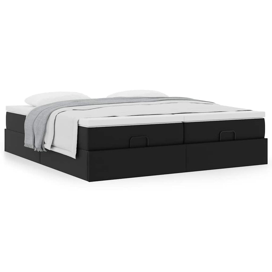 Ottoman bed met matrassen 180x200cm kunstleer zwart