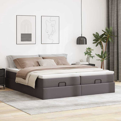 Ottoman bed met matrassen 180x200cm kunstleer grijs