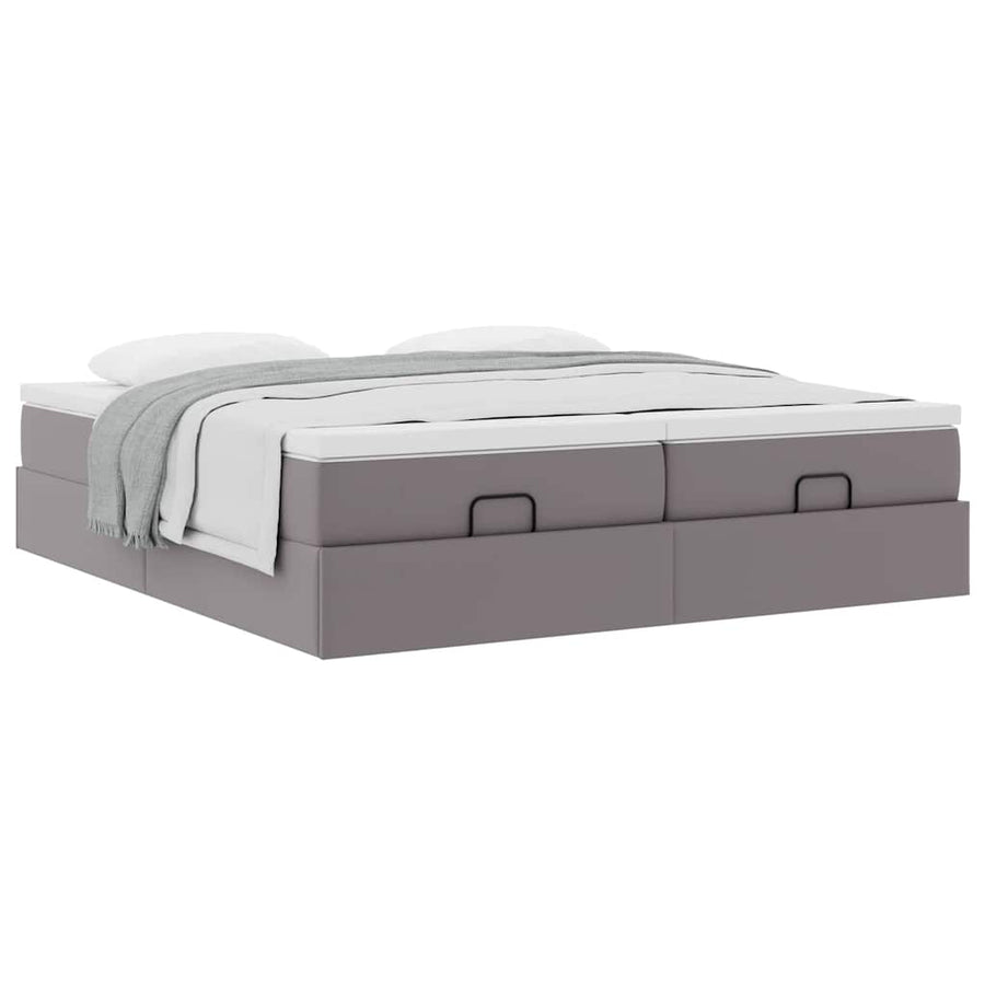 Ottoman bed met matrassen 180x200cm kunstleer grijs