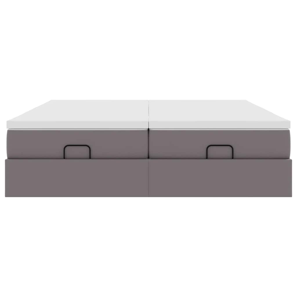 Ottoman bed met matrassen 180x200cm kunstleer grijs